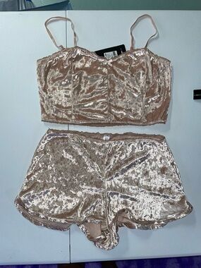 Fashion Nova Pink Velvet Pajama Set